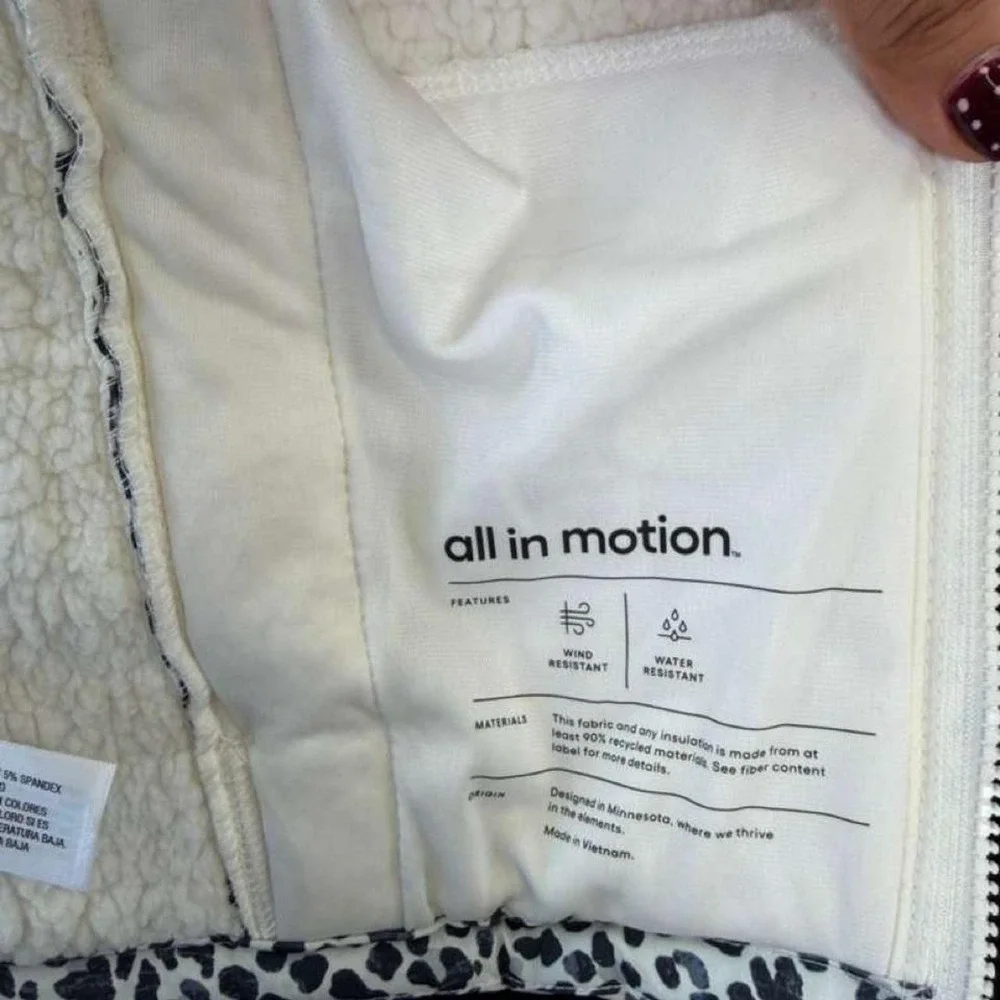 All in Motion Girls' Leopard Print Hooded Jacket – Size Medium (8)